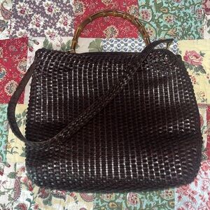 Vintage Gucci Intrecciato Leather Handbag